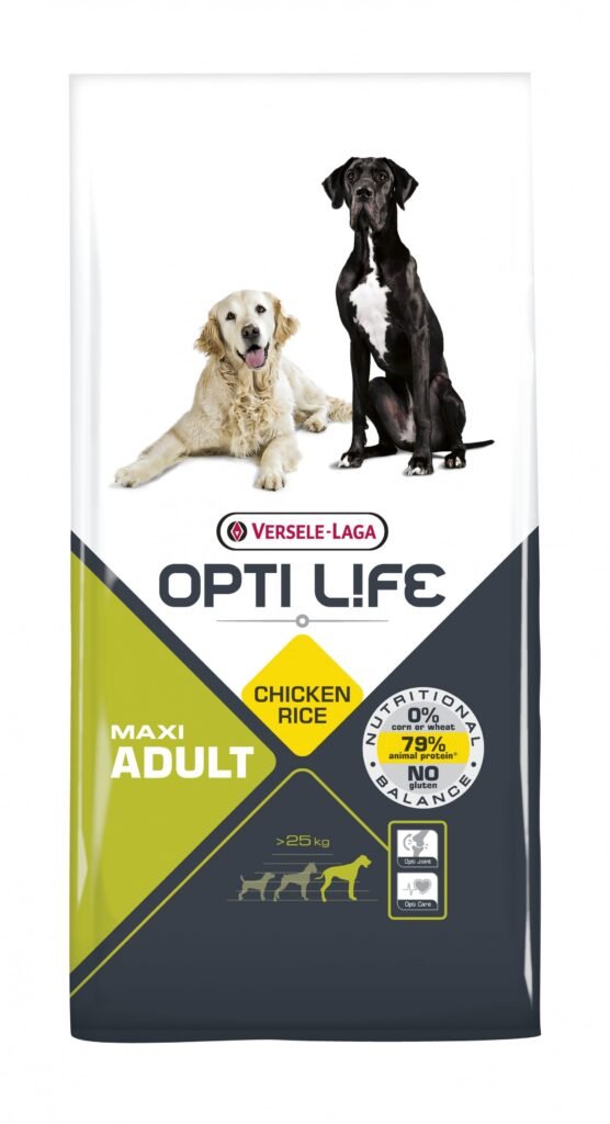 Sac de croquettes Opti Life Adult Maxi poulet et riz pour grand chien, nouveau design