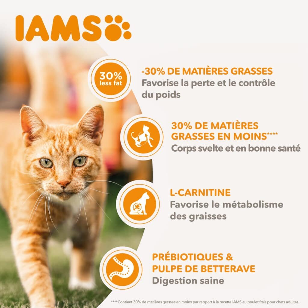 Visuel officiel Iams Advanced Nutrition Light / Stérilisé : 30 % de matiÚres grasses en moins, L-carnitine et pulpe de betterave