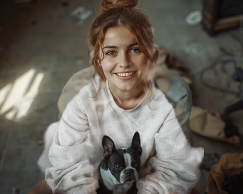 Juliette et son bouledogue français Marcel